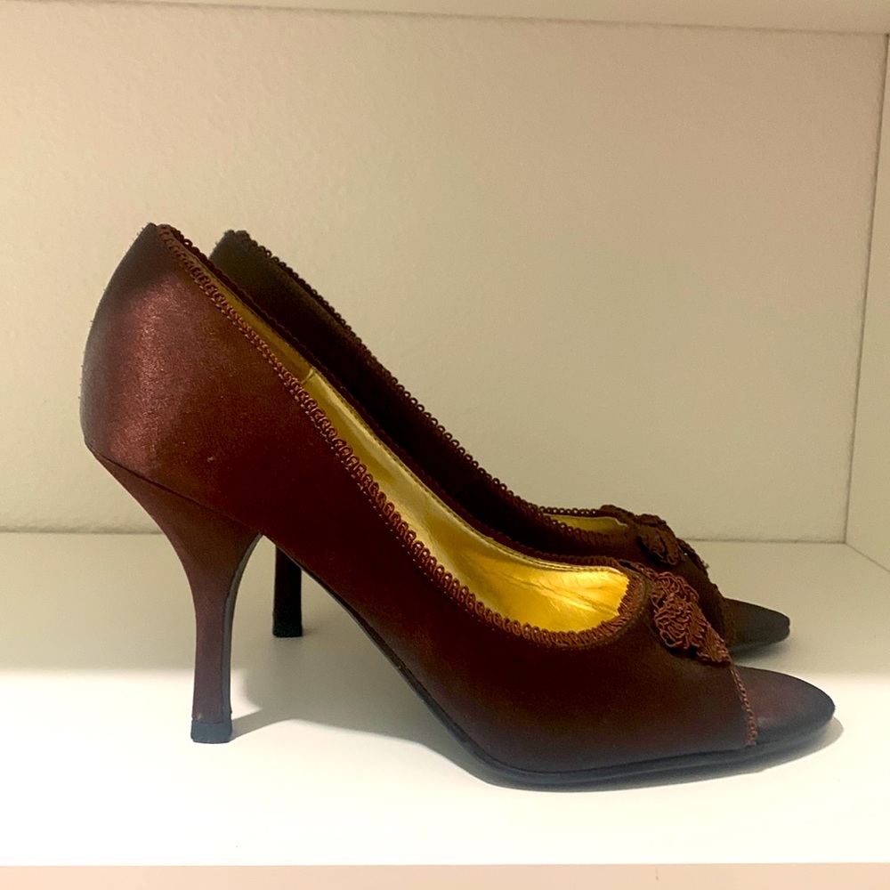 Rampage Brown Open Toe Heels